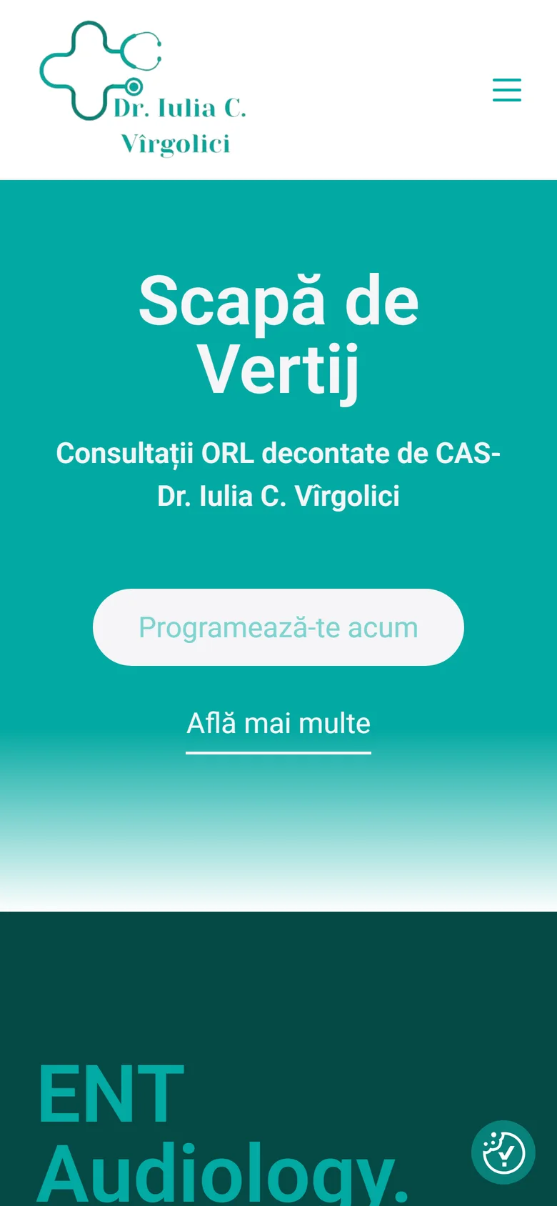 Site-ul ENT Audiology pe telefon